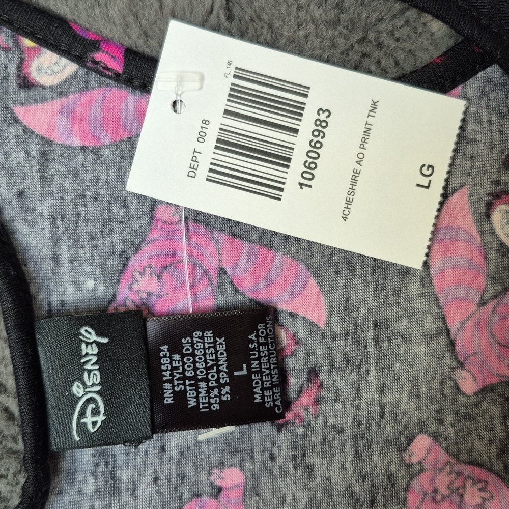 Cheshire Cat From Alice In Wonderland Printed Tank Top Size Large New With Tags - Picture 7 of 10